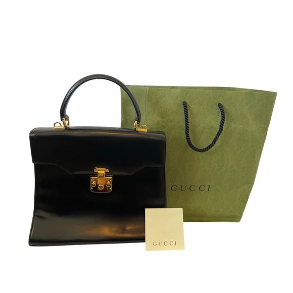 Gucci Handbags - VTG Authentic Gucci Lady Lock 2Way Leather Top Leather Handbag 90s Y2K Old Money